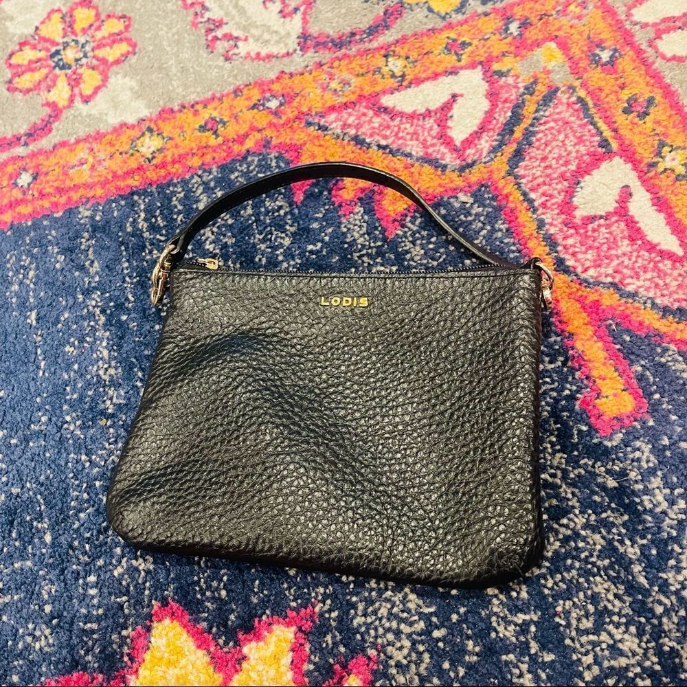 EUC Lodi’s Black Leather Clutch Wristlet Bag
